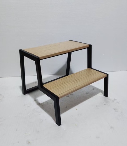 Black Metal and Wooden Step Stool