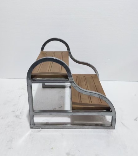 Chrome and Wooden Step Stool