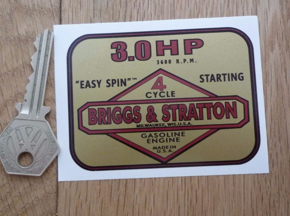 Briggs And Stratton 3.0 HP Gasoline Engine Motor Sticker. 3".