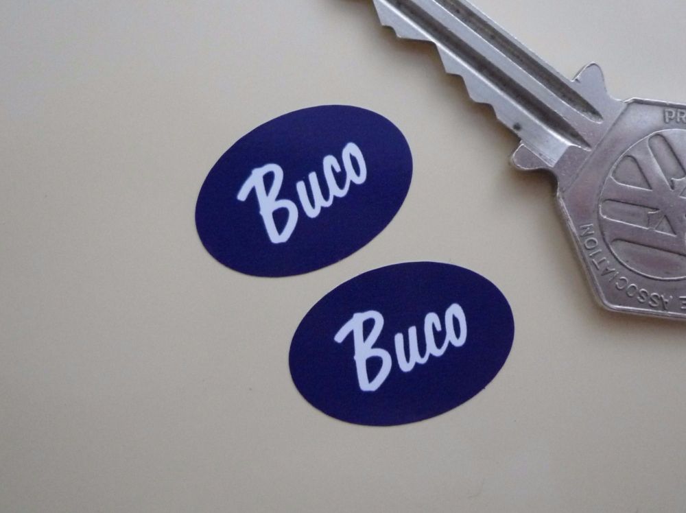 Buco Helmets Blue & White Oval Stickers. Style 3. 1