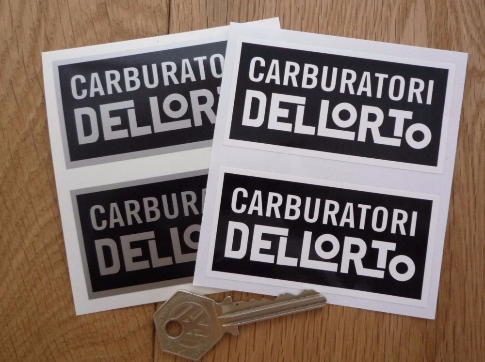Carburatori Dellorto Black & Silver/White/Clear Stickers. 3" Pair.