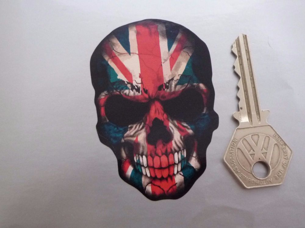 Skull in Union Jack Flag Style Sticker. 3" or 4".