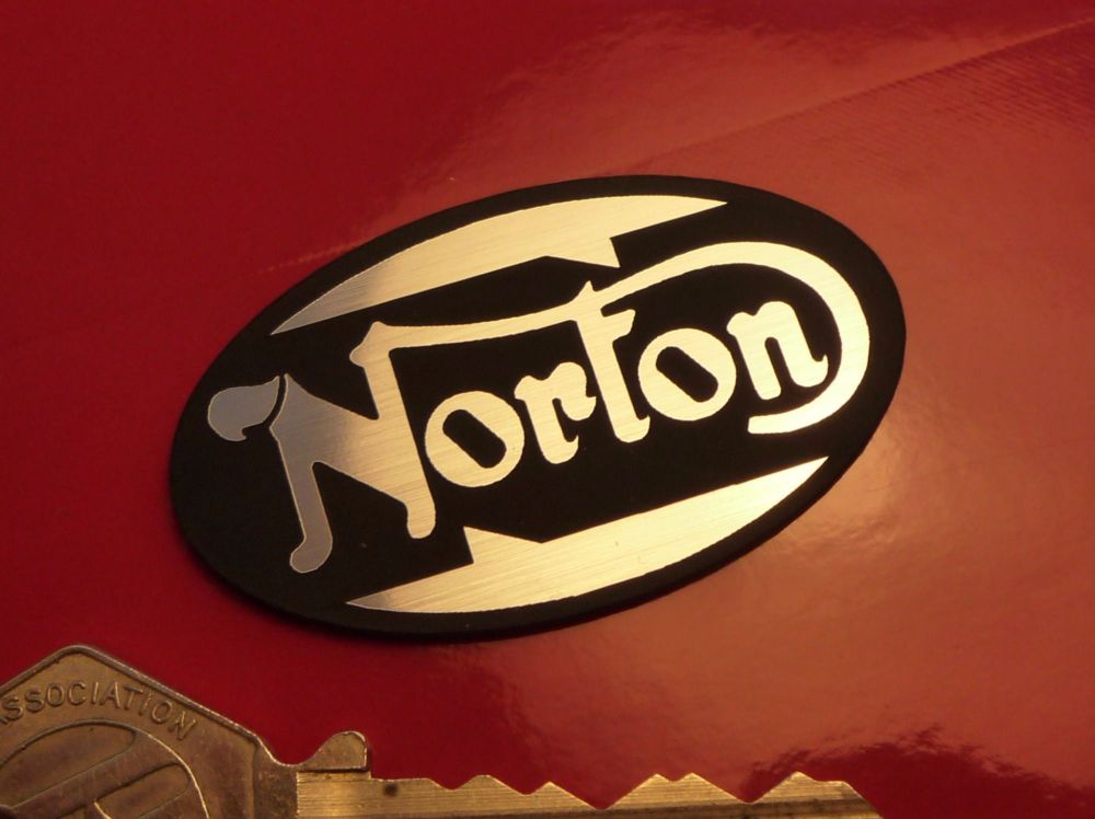 Norton Oval Style Laser Cut Self Adhesive Bike Badge. 2".