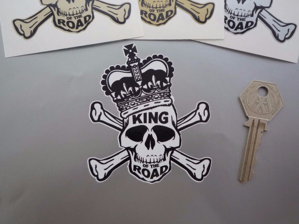 King Of The Road Skull & Crossbones Sticker. 3.5