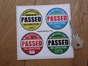 Bay Area Auto & Cycle Scrutineers Stickers. 1967 - 1970. Set of 4. 2".