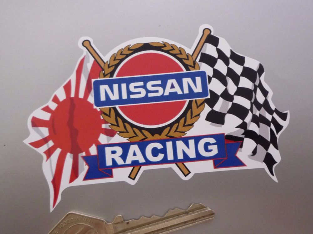 Nissan Racing Japanese & Chequered Flags & Scroll Sticker. 4