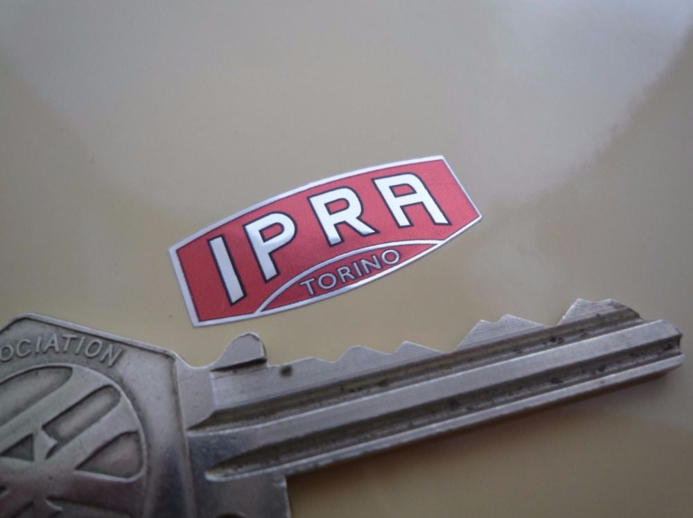 IPRA Torino Red, Black, & Foil Shaped Sticker. 1".