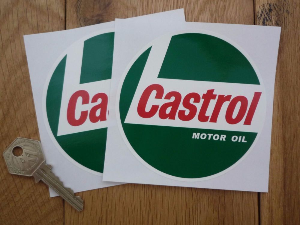Castrol '68 Onwards 'Motor Oil' Circular Stickers. 3