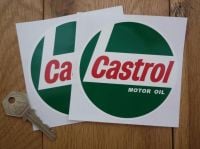 Castrol '68 Onwards 'Motor Oil' Circular Stickers - 3", 4", 5", 6", or 7" Pair
