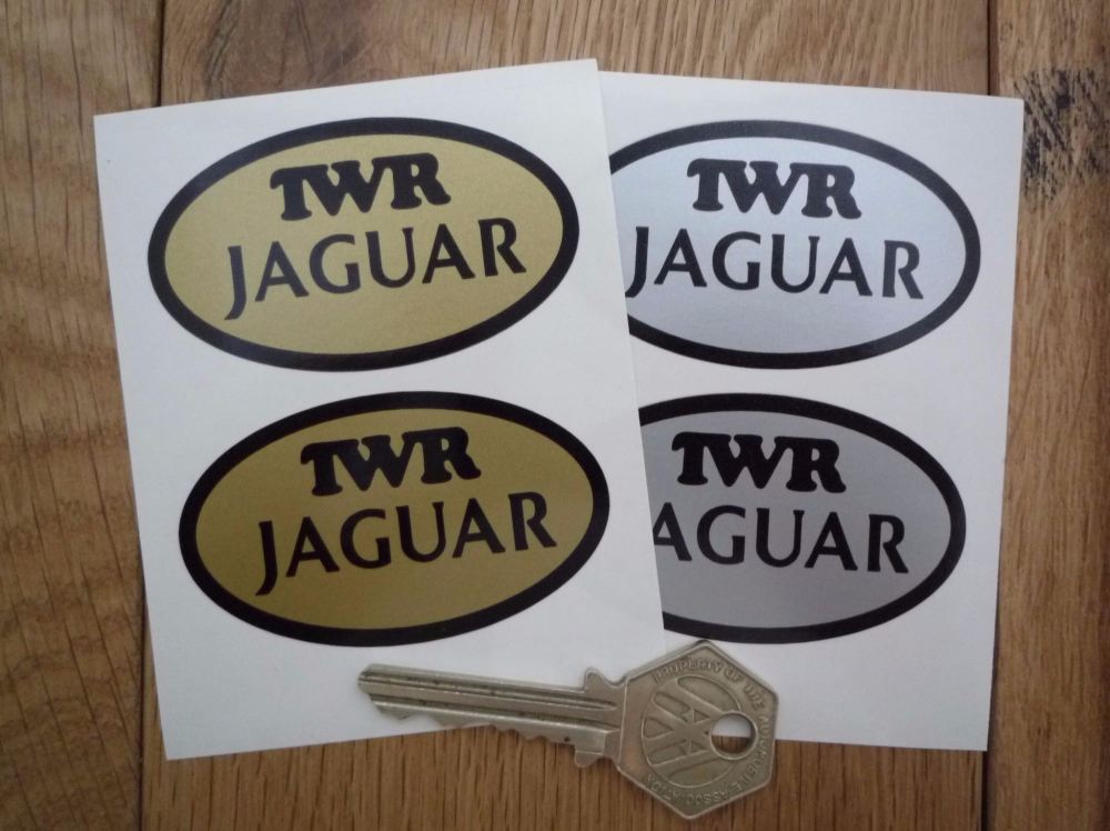 TWR & Jaguar Oval Stickers. 2.5" Pair.