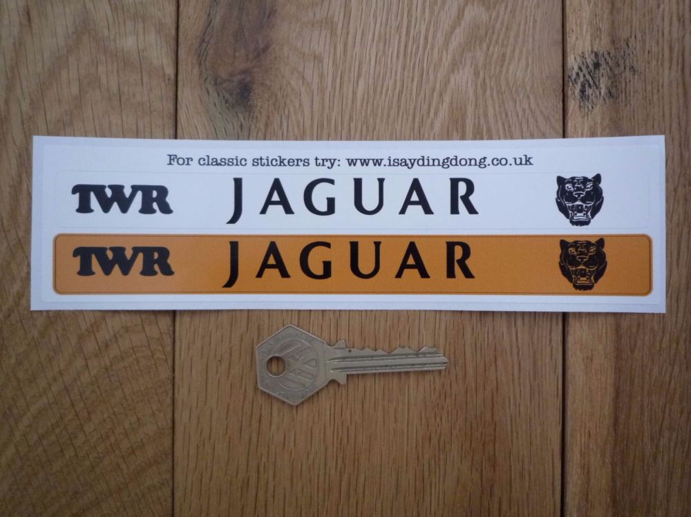 Jaguar TWR Number Plate Dealer Logo Cover Stickers. 7.5" Pair.