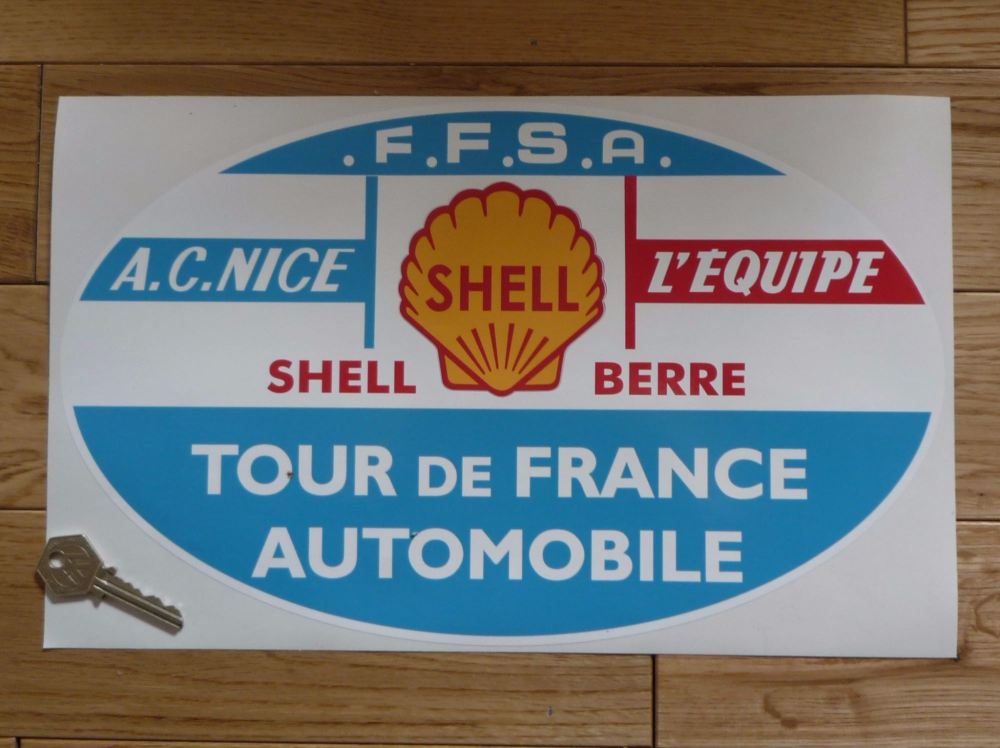 Tour de France Automobile Oval Rally Plate Style Sticker. 14".