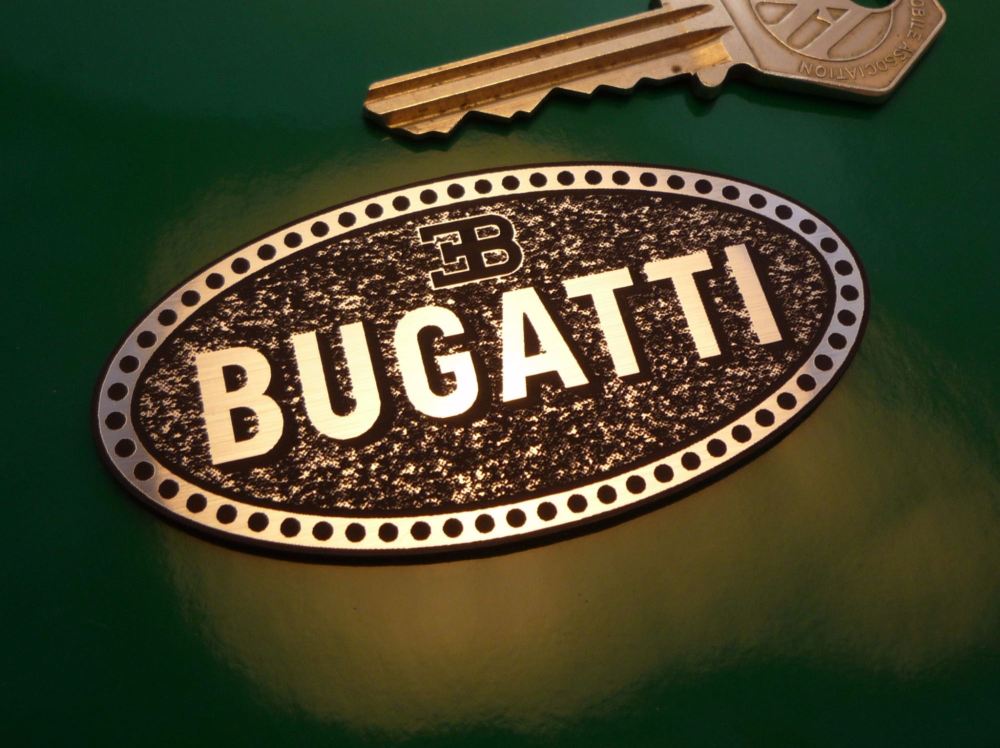 Bugatti Oval Logo Laser Cut Self Adhesive Car Badge. 3.75".