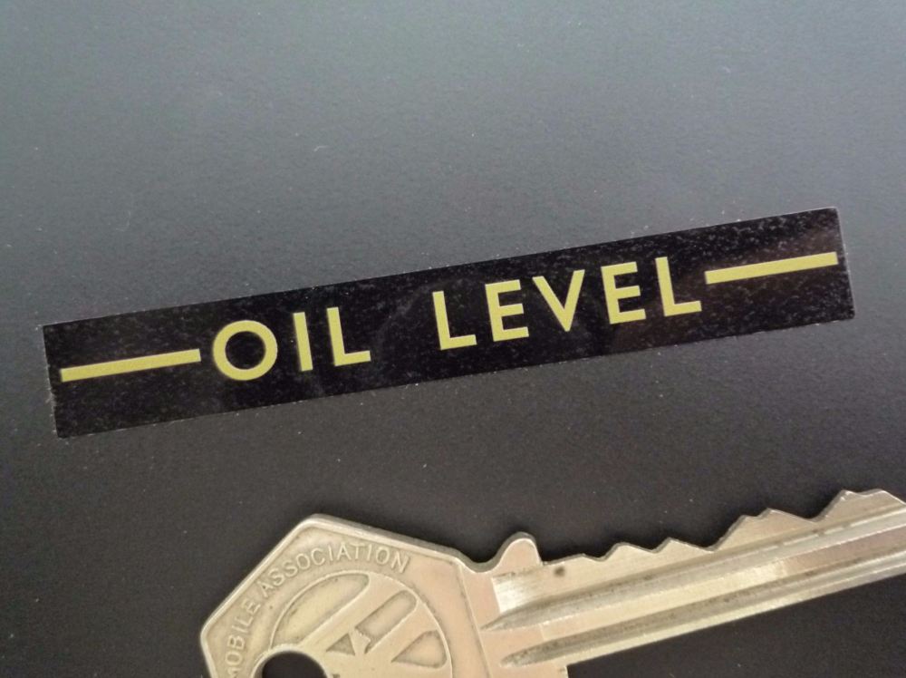 Oil Level Gold on Clear Indicator Tank Sticker. 2.75