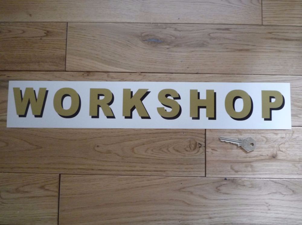 Workshop Shaded Style Cut Text Sign Sticker. 19".