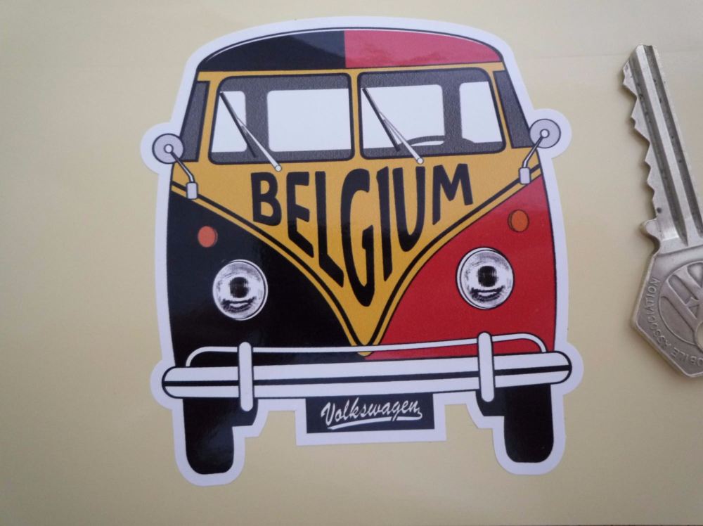 Belgium Volkswagen Campervan Travel Sticker. 3.5".