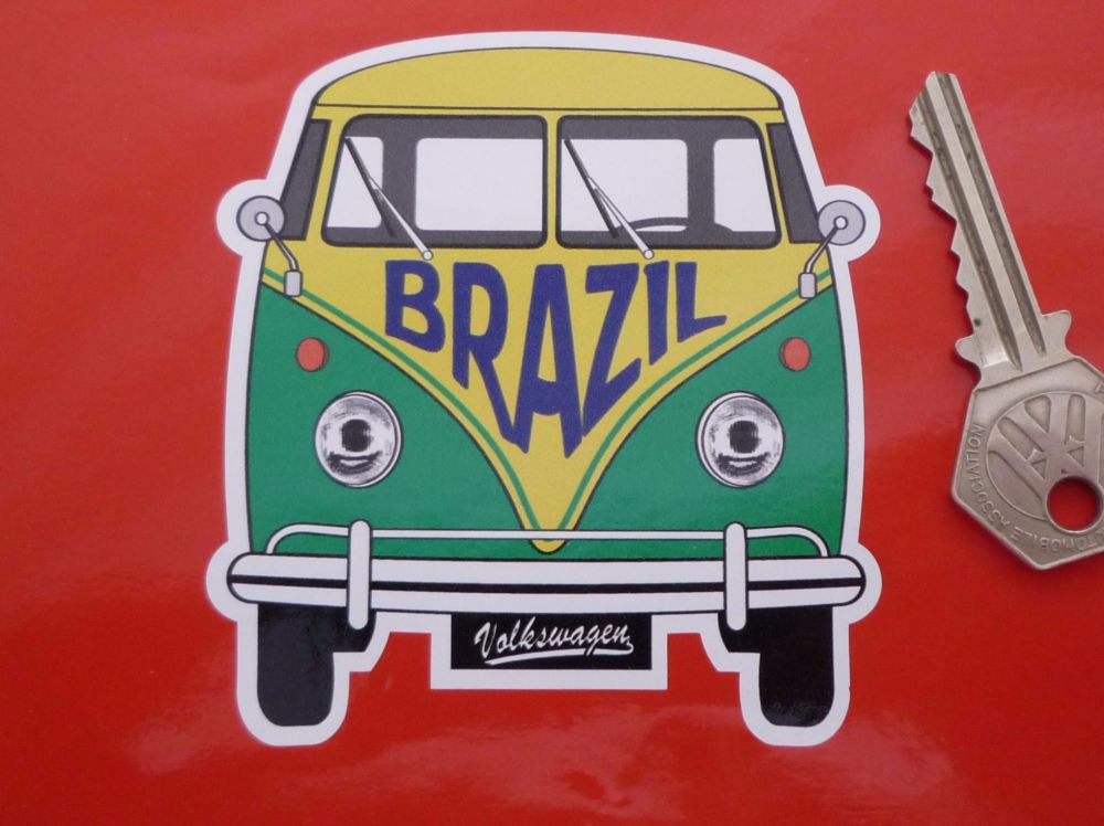 Brazil Volkswagen Campervan Travel Sticker. 3.5