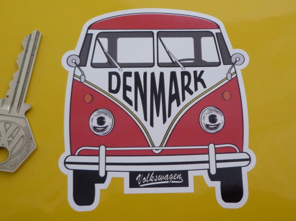 Denmark Volkswagen Campervan Travel Sticker. 3.5".