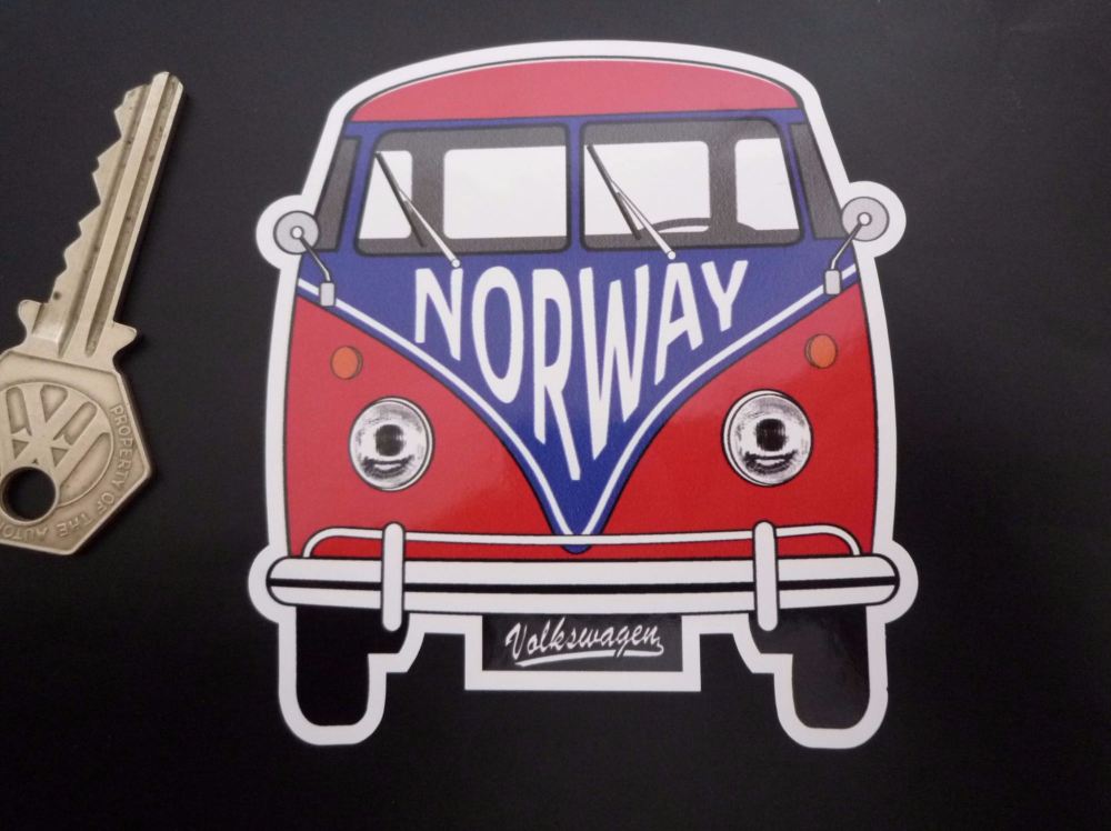 Norway Volkswagen Campervan Travel Sticker. 3.5".
