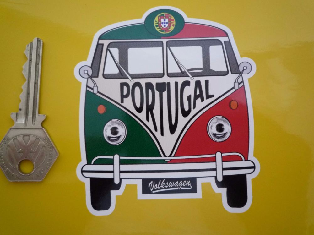 Portugal Volkswagen Campervan Travel Sticker. 3.5".