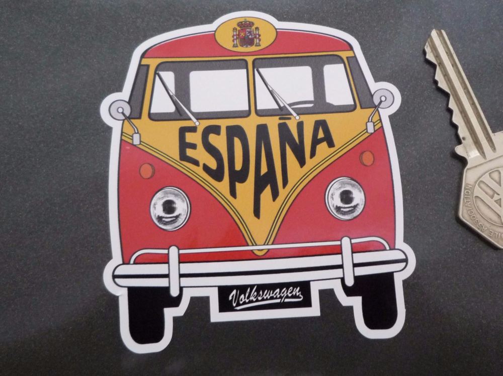 Spain Volkswagen Campervan Travel Sticker. 3.5".