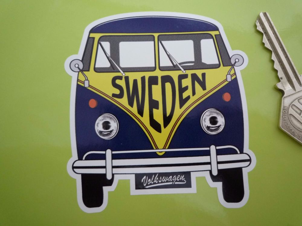Sweden Volkswagen Campervan Travel Sticker. 3.5