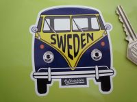 Sweden Volkswagen Campervan Travel Sticker. 3.5".