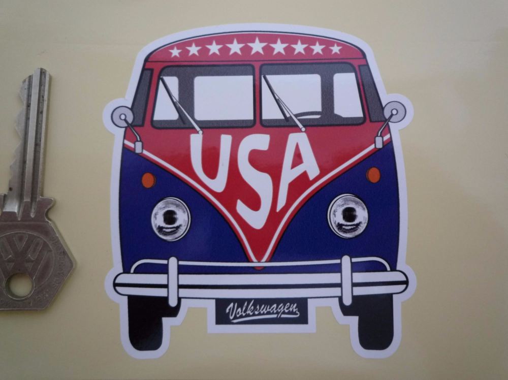 USA Volkswagen Campervan Travel Sticker. 3.5".