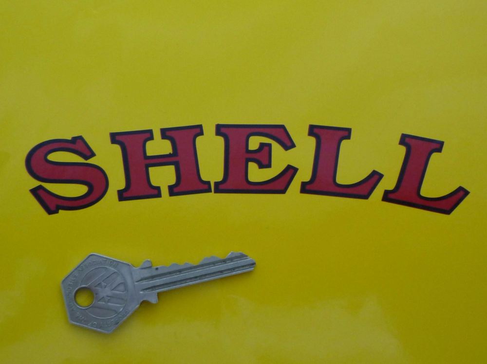 Shell Old Style Cut Curved Text Stickers. 6