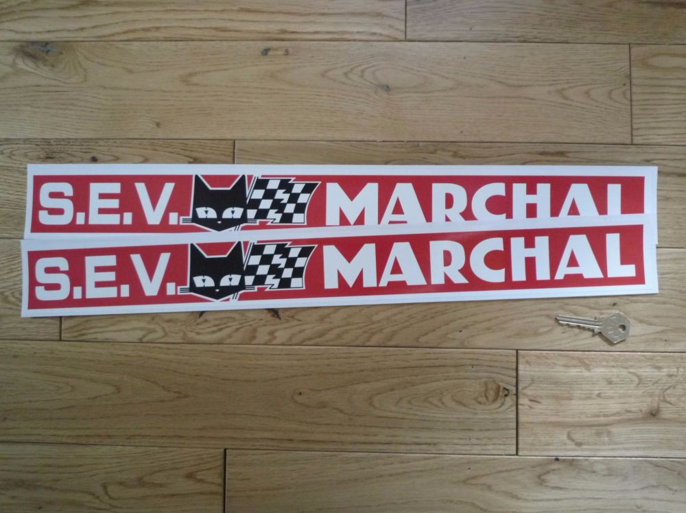 SEV Marchal Red, White, & Black Oblong Stickers. 21.5