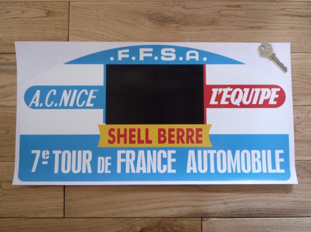 7e Tour De France Automobile Rally Plate Style Sticker. 17.5