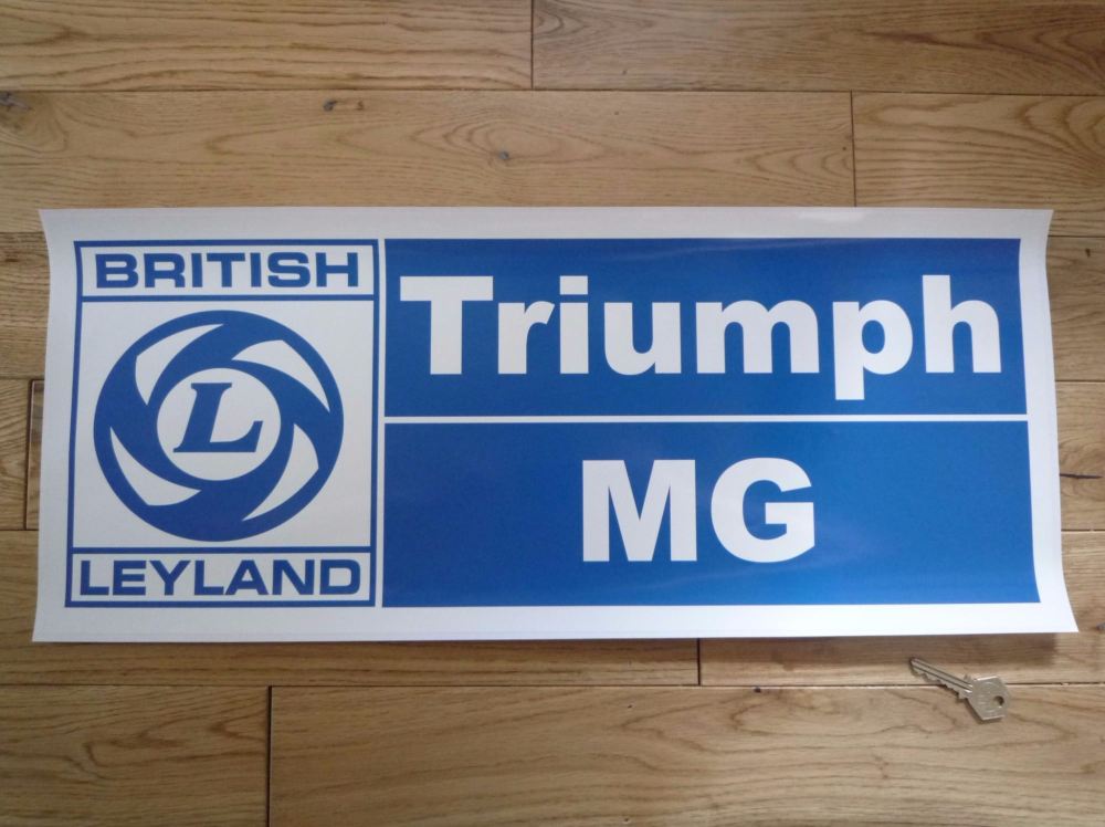 British Leyland, Triumph & MG, Large Workshop Sticker. 23.5".