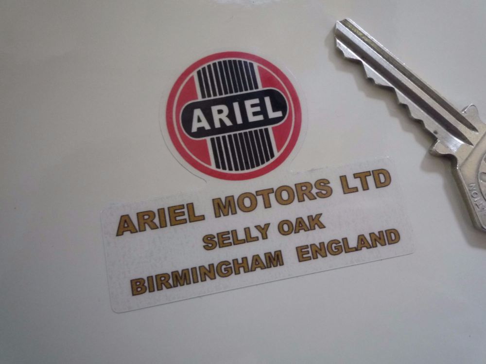 Ariel Motors Ltd on Clear Frame Sticker. 2.25