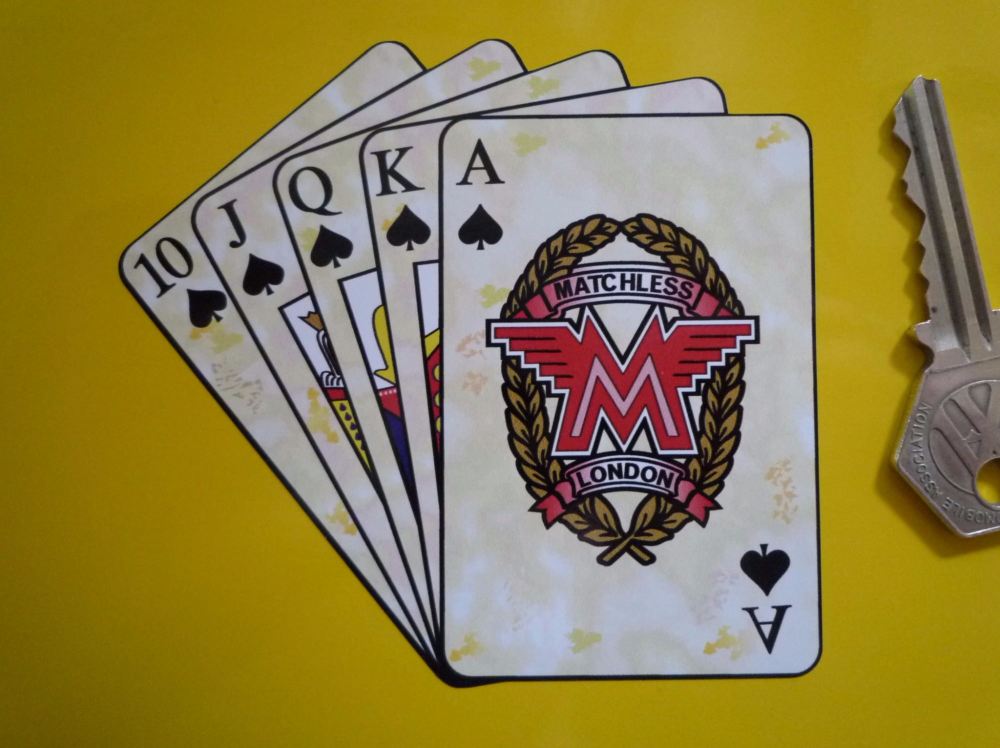 Matchless Royal Flush Playing Cards Style Sticker. 4".