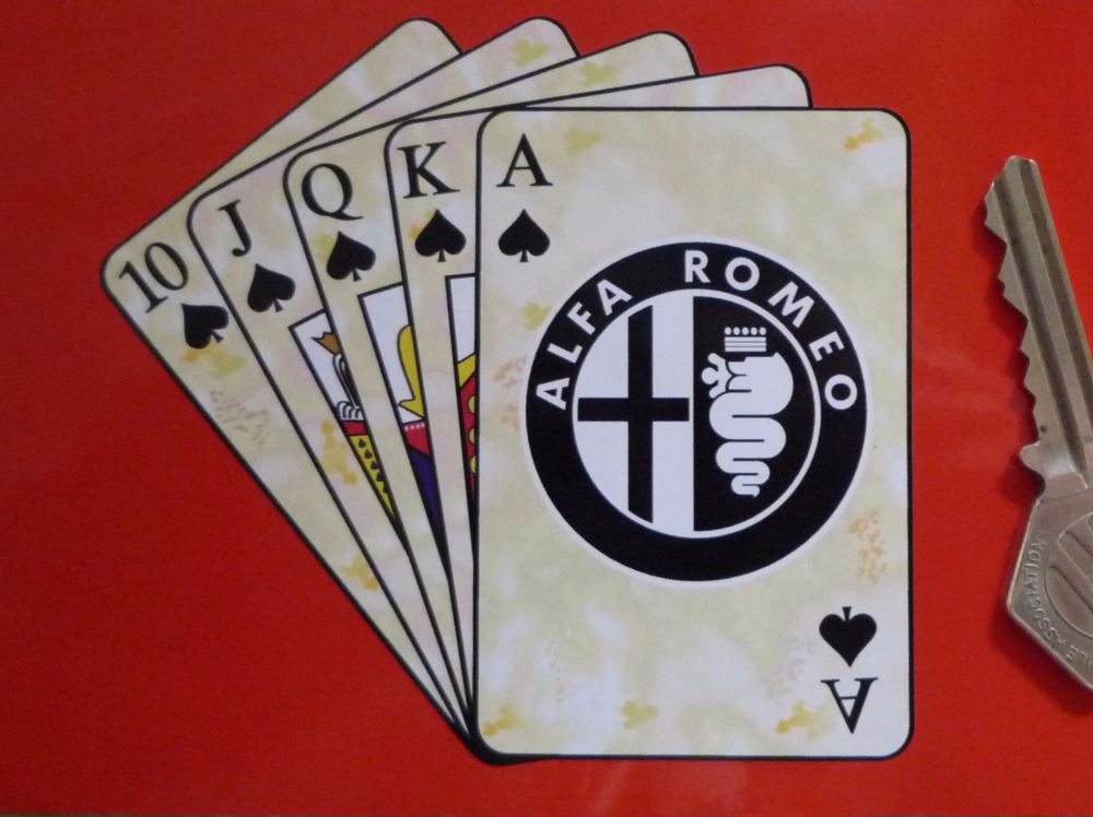 Alfa Romeo Royal Flush Playing Cards Style Sticker. 4".