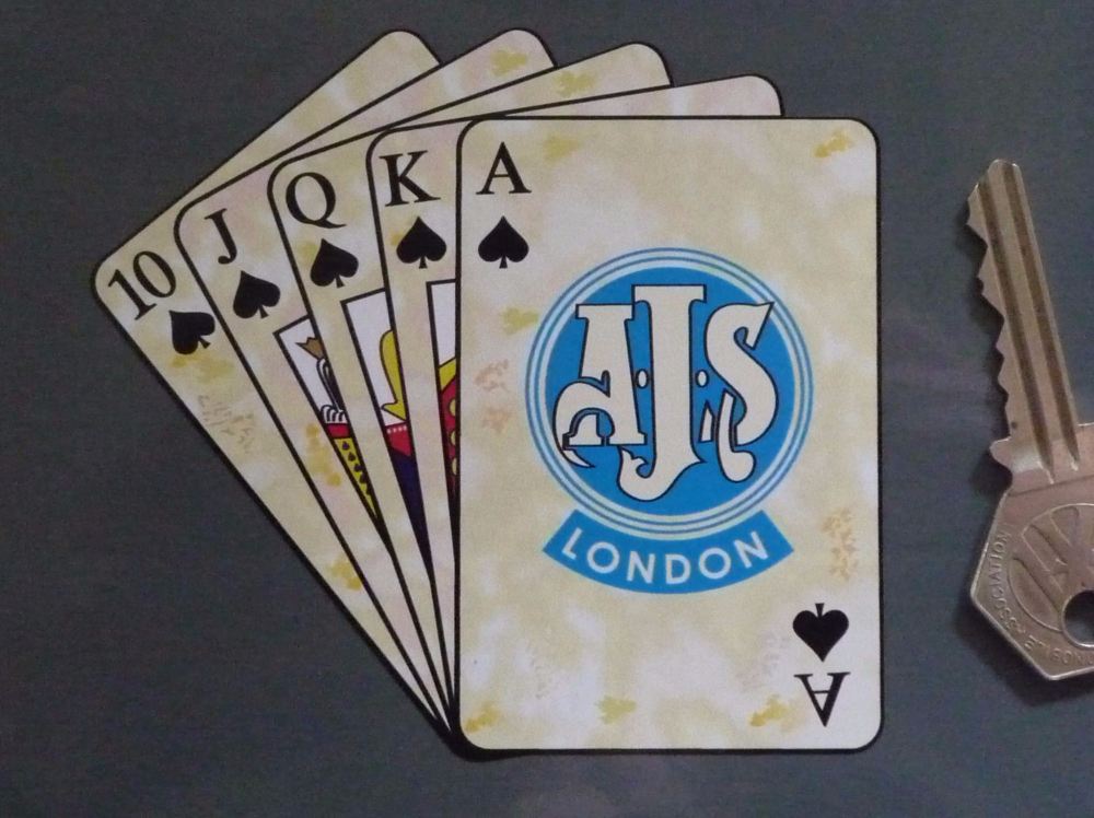 AJS London Royal Flush Playing Cards Style Sticker. 4".
