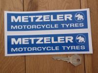 Metzeler Motorcycle Tyres Oblong Stickers - Blue - 4" or 7" Pair