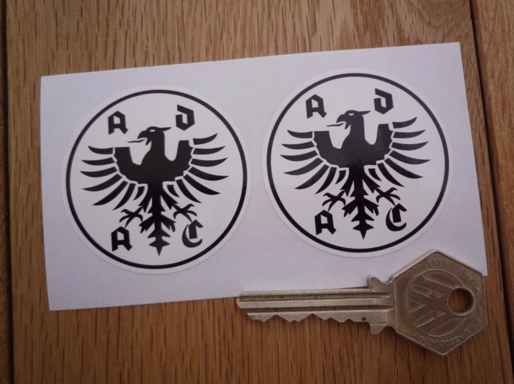 ADAC German Automobile Club Black & White Stickers. 2" Pair.