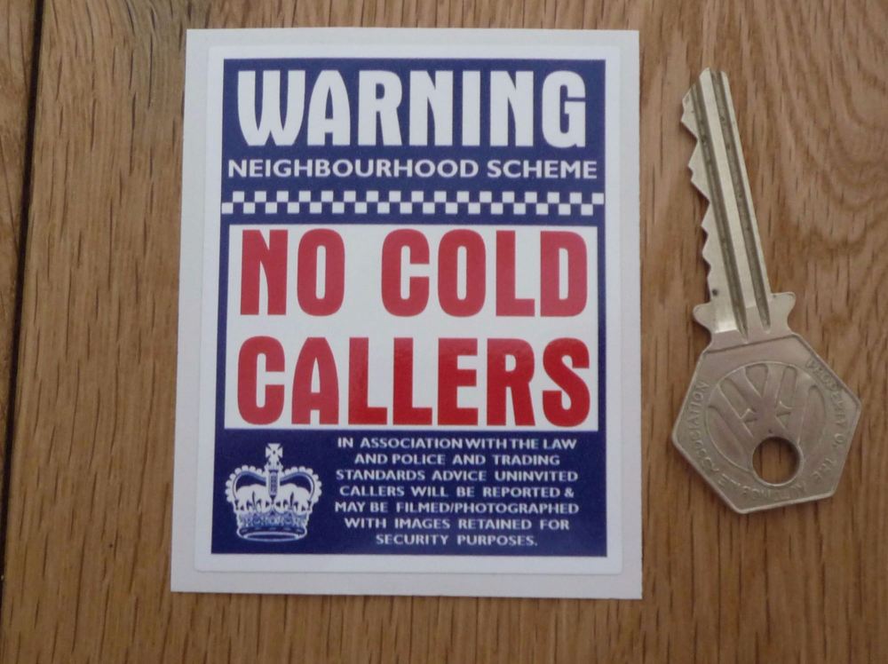Warning No Cold Callers Front Door Sticker 3"