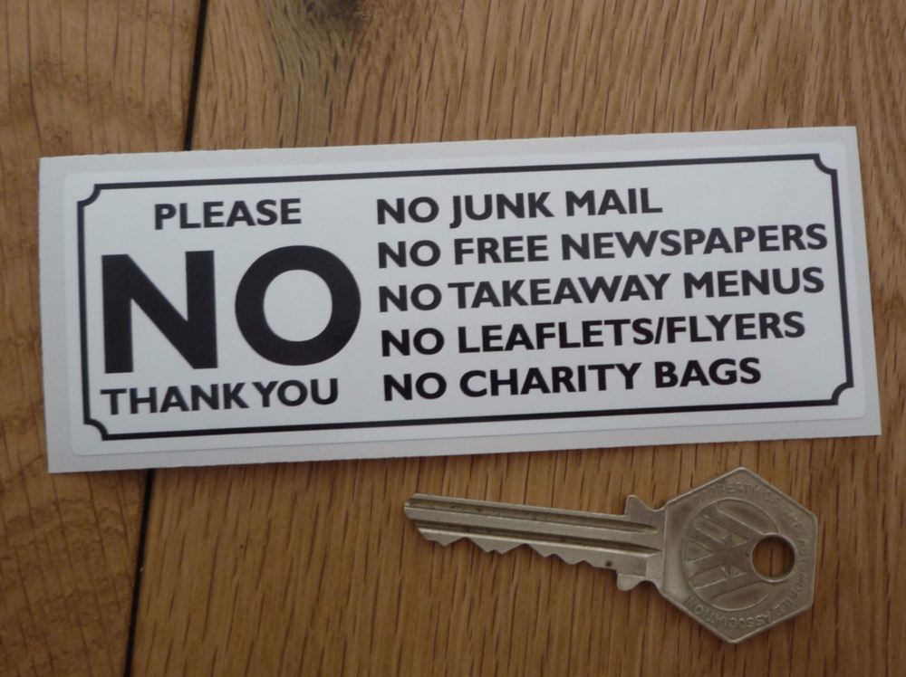 Please No Junk Mail, Leaflets, Flyers, etc. Black & White Sticker - 4.75"