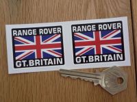 Range Rover Great Britain Union Jack Style Stickers. 2" Pair.