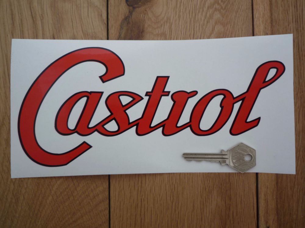 Castrol Wakefield Script Style Cut Text with Black Outline Sticker. 9