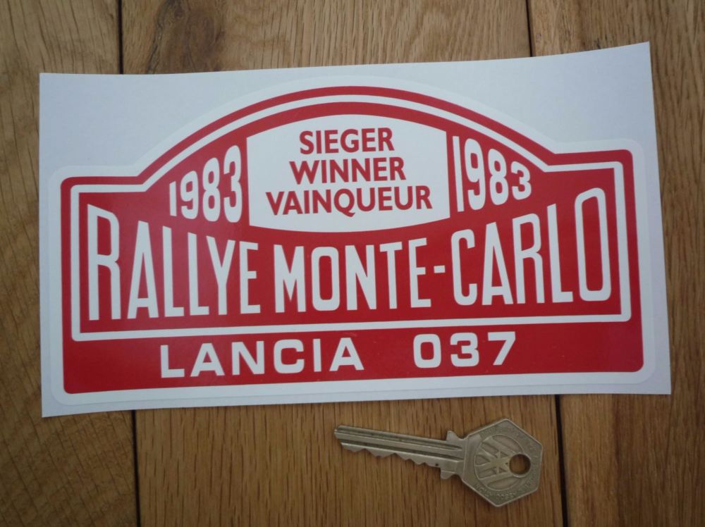 Lancia 037 1983 Monte Carlo Rally Winner Sticker. 7".