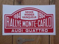 Audi Quattro 1984 Monte Carlo Rally Winner Sticker. 7".