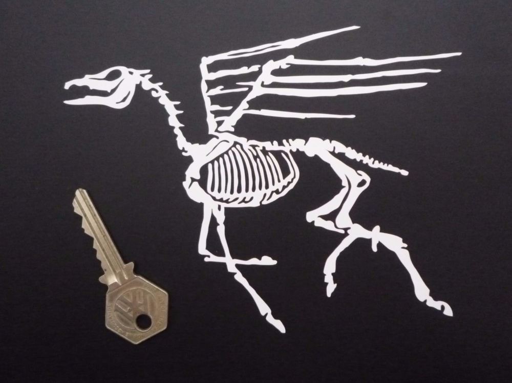 Mobil Pegasus Skeleton White Cut Vinyl Stickers. 6