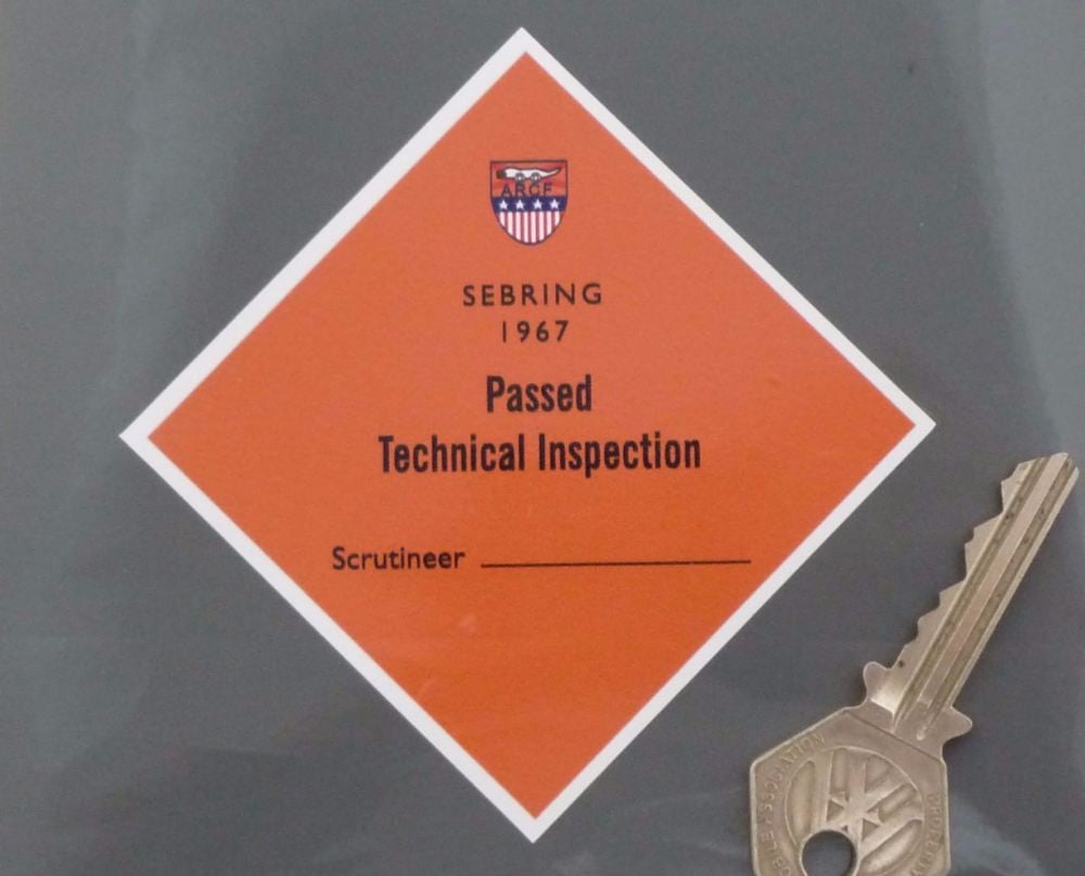 Sebring ARCF Passed Technical Inspection White Border Sticker - 1967 or 1971 - 4"