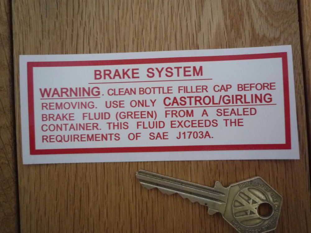 Jaguar Servo Brake System (Green Fluid) Sticker. 4.5