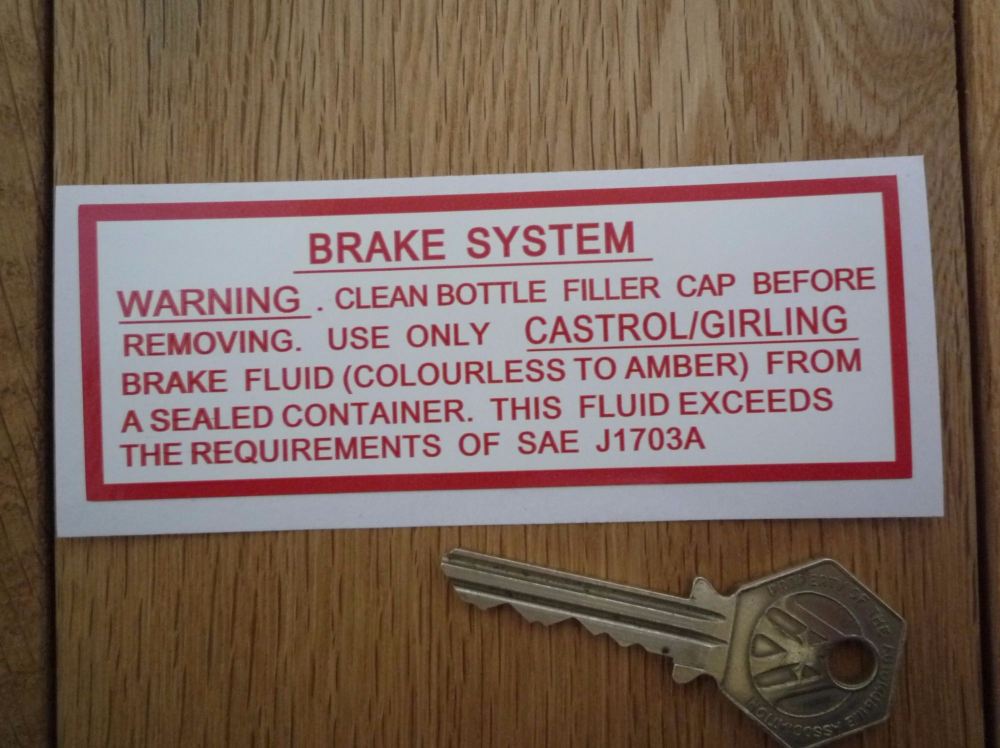 Jaguar Servo Brake System (Colourless to Amber Fluid) Sticker. 4.5