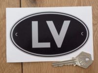 LV Latvia Black & Silver ID Plate Sticker. 5