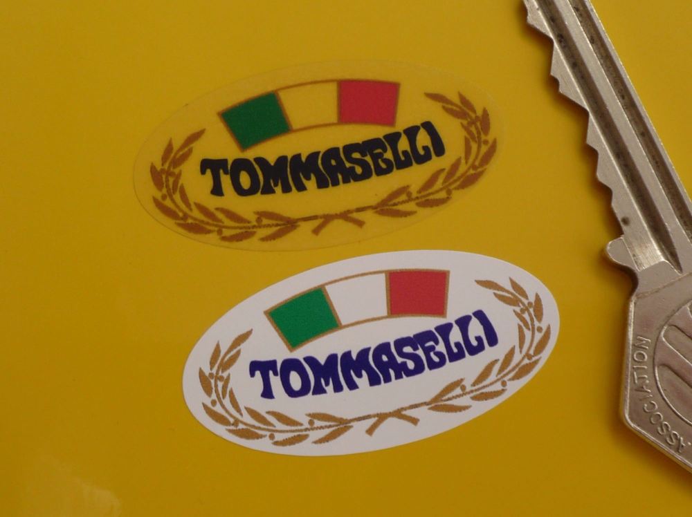 Tommaselli Motorcycle Parts Oval Stickers. 1.75" Pair.